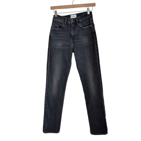 Frame Le Hollywood Straight Leg Jeans Bonilla Washed Black Denim Pants Womens 26 - Picture 1 of 13